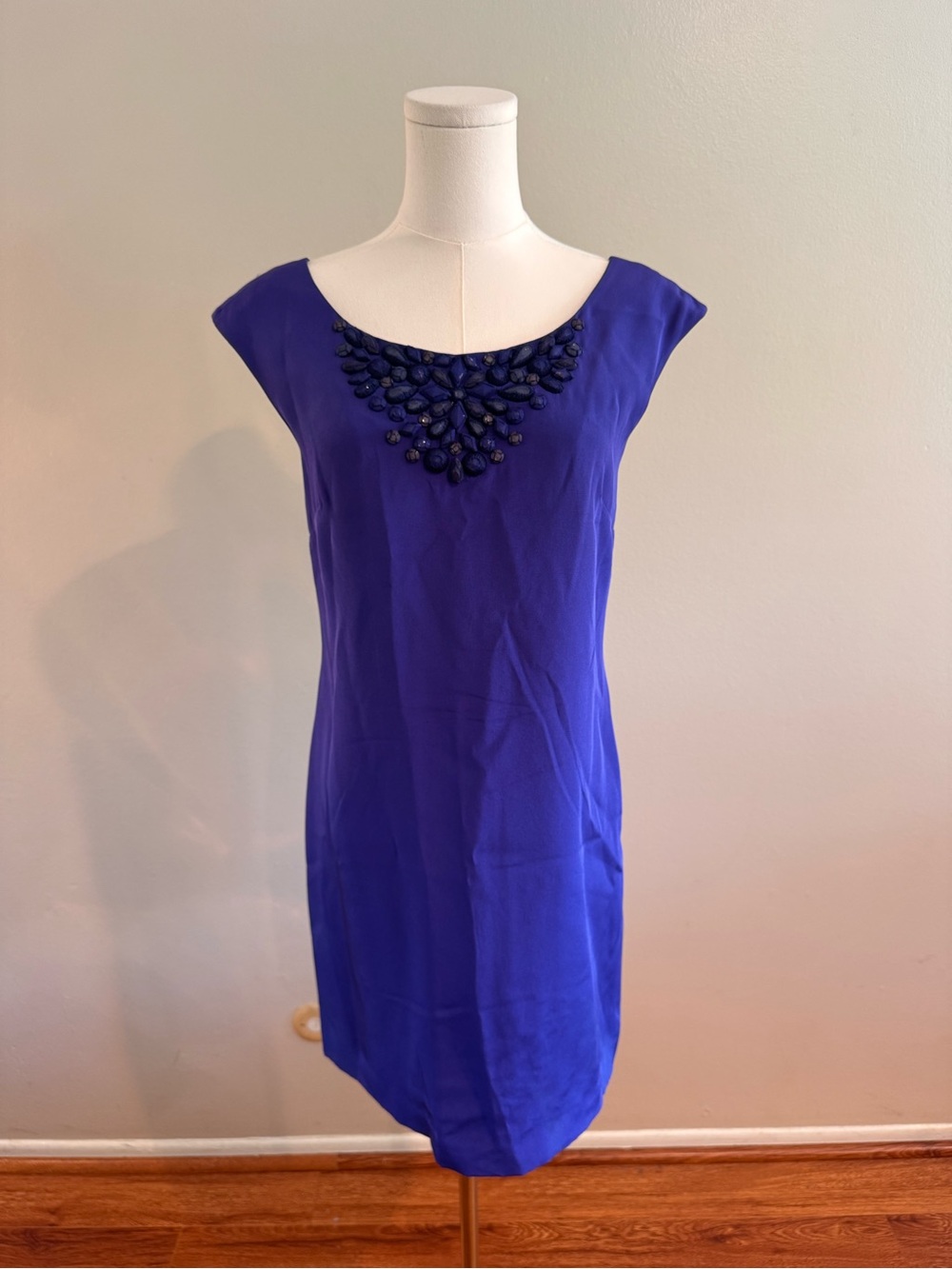 100% Silk Rebecca Taylor Purple Beaded Neckline Mini Dress
